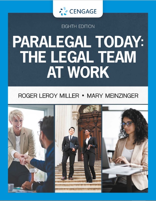Paralegal Today The Legal Team at Work, 8th Edition PDF by Roger LeRoy Miller and Mary Meinzinger